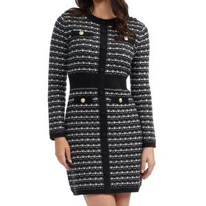NWT $149 ELLEN TRACY Black Boucle Sweater Mini Dress size XL (14-16)